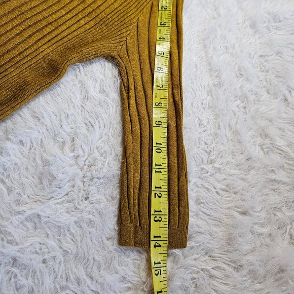 Atmosphere Women's Mustard Yellow Stretch Knitted 3/4 Sleeves Sweat Shirt - Picture 5 of 8